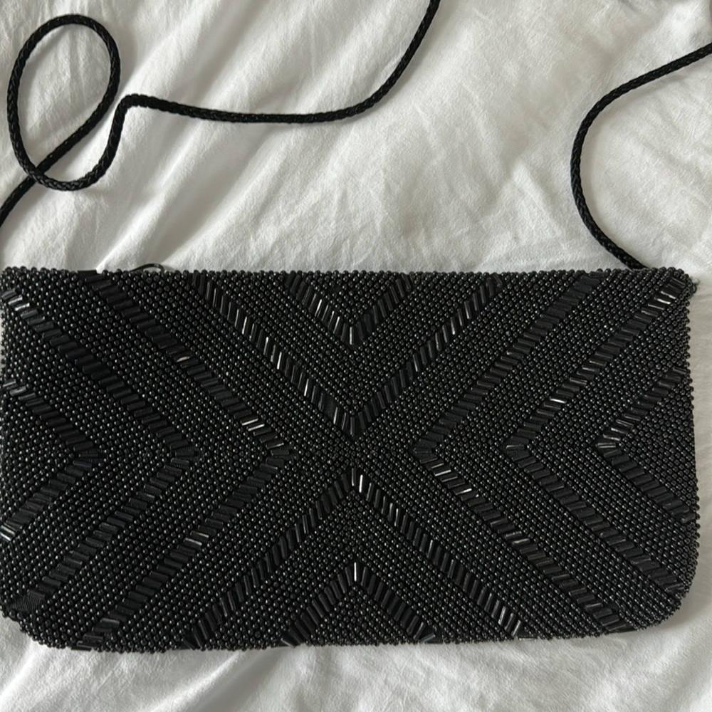 Vintage Black beaded Crossbody